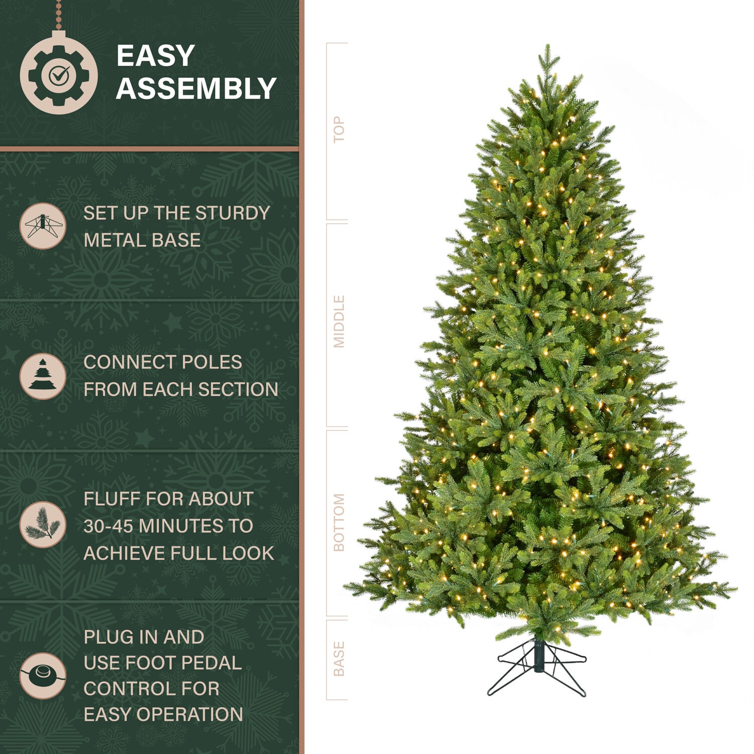 Fraser Hill Farm 8-ft Wintergreen fir Pre-lit Artificial Christmas Tree with White LED Lights