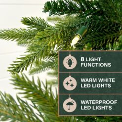 Fraser Hill Farm 8-ft Wintergreen fir Pre-lit Artificial Christmas Tree with White LED Lights