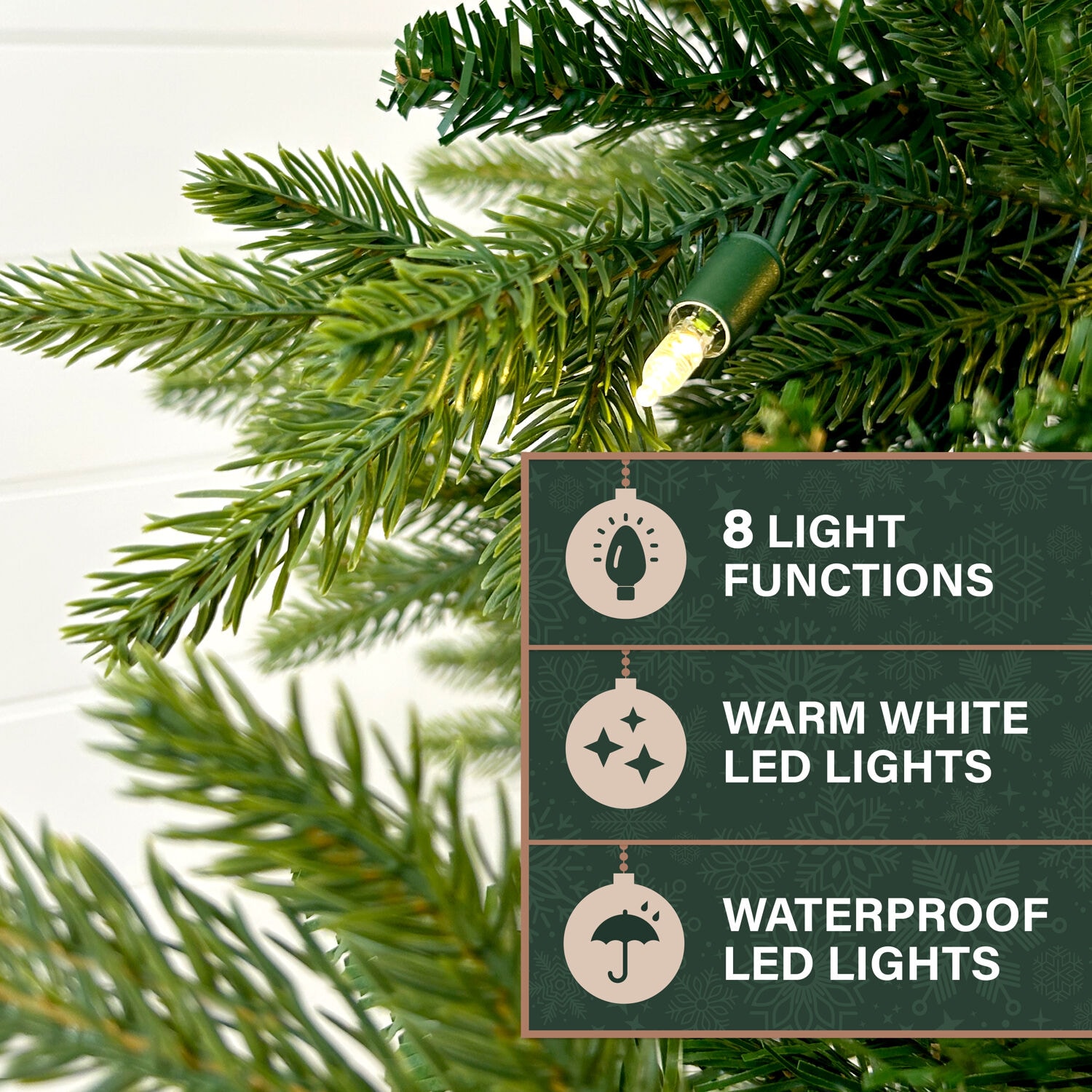 Fraser Hill Farm 8-ft Wintergreen fir Pre-lit Artificial Christmas Tree with White LED Lights