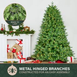 Fraser Hill Farm 8-ft Wintergreen fir Pre-lit Artificial Christmas Tree with White LED Lights