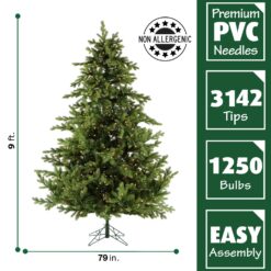 Fraser Hill Farm 9-ft Foxtail pine Pre-lit Artificial Christmas Tree with Clear Incandescent Lights