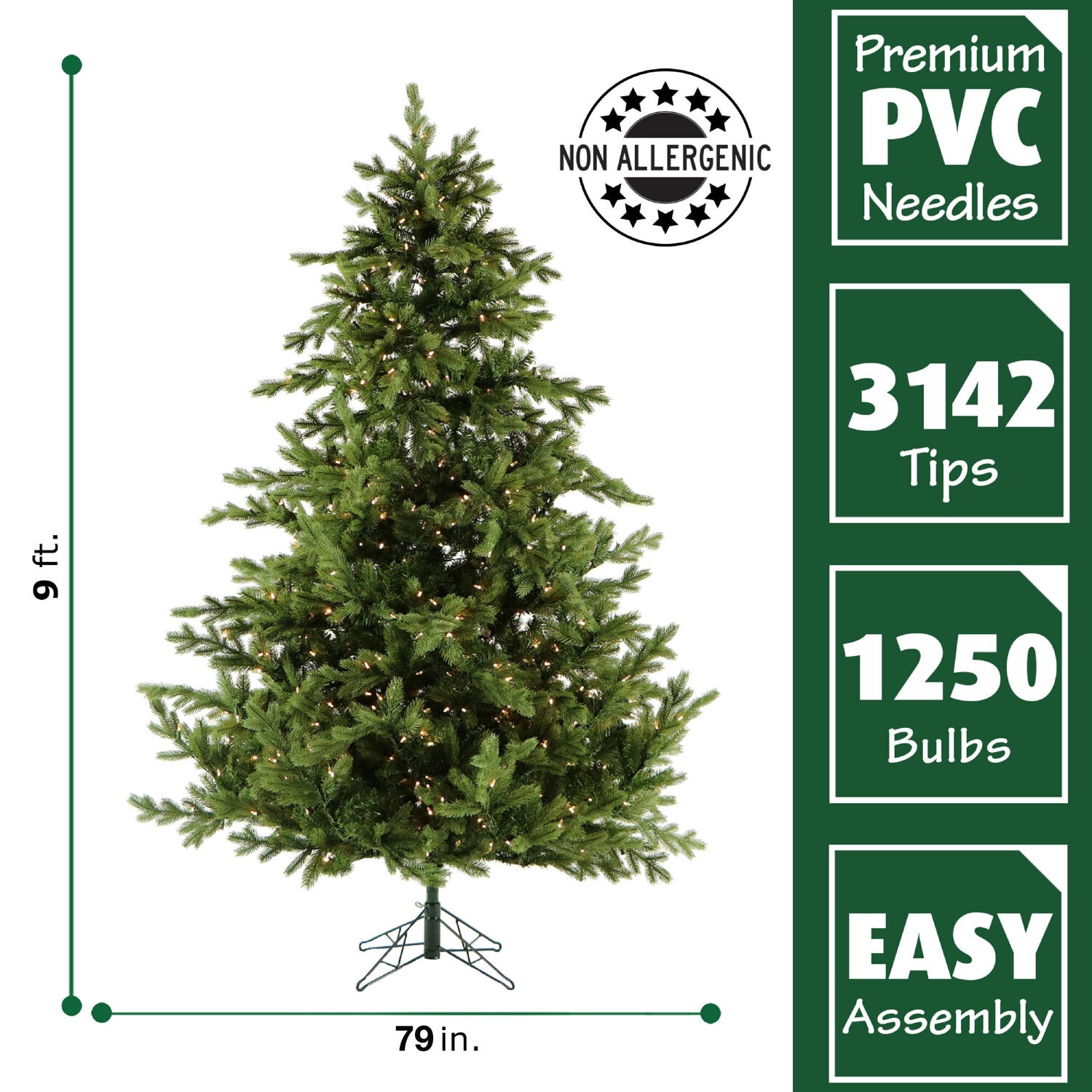 Fraser Hill Farm 9-ft Foxtail pine Pre-lit Artificial Christmas Tree with Clear Incandescent Lights