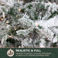 Fraser Hill Farm 9-ft Mountain pine Pre-lit Flocked Artificial Christmas Tree with White LED Lights
