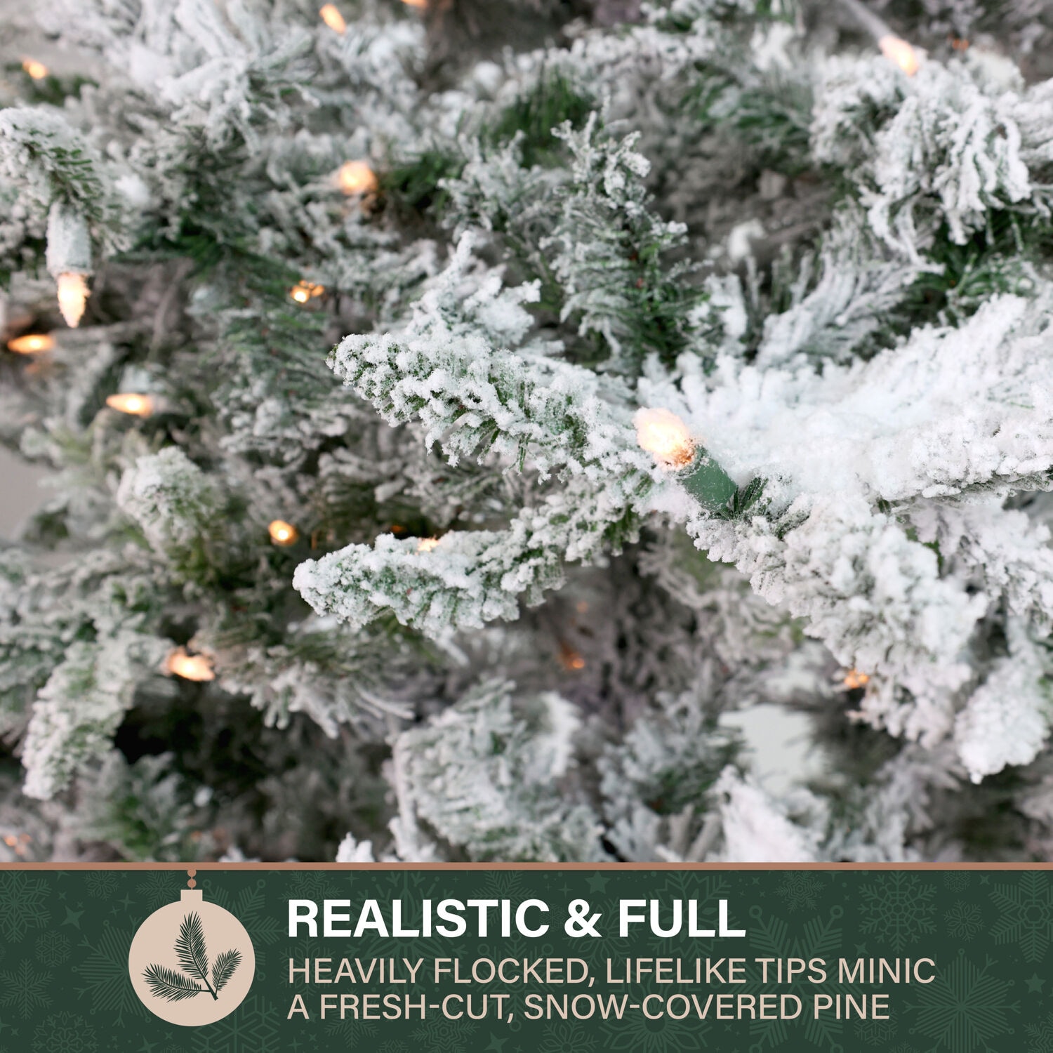 Fraser Hill Farm 9-ft Mountain pine Pre-lit Flocked Artificial Christmas Tree with White LED Lights