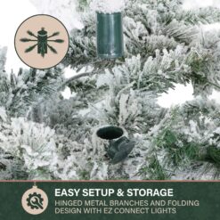 Fraser Hill Farm 9-ft Mountain pine Pre-lit Flocked Artificial Christmas Tree with White LED Lights