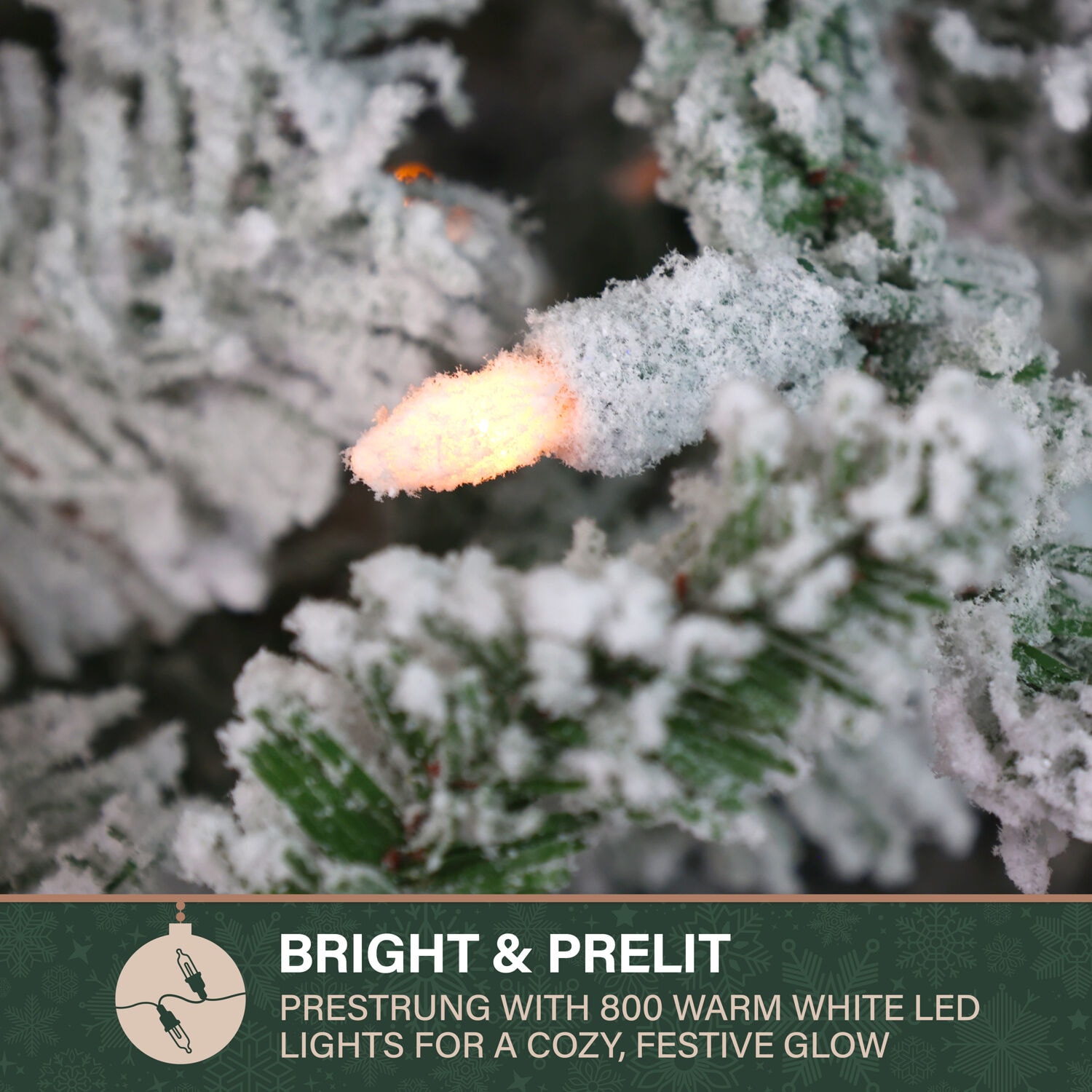 Fraser Hill Farm 9-ft Mountain pine Pre-lit Flocked Artificial Christmas Tree with White LED Lights