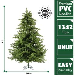 Fraser Hill Farm Unlit 9-ft Pine Artificial Christmas Tree