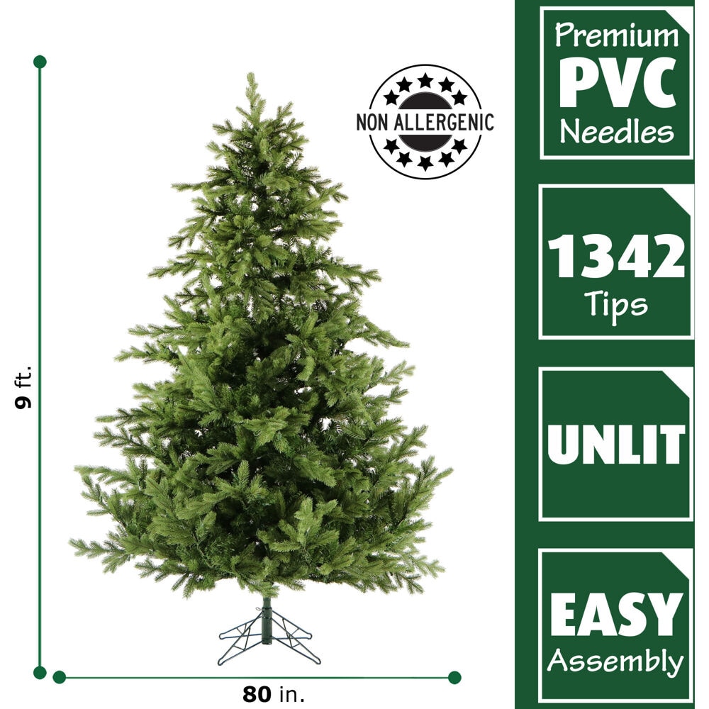 Fraser Hill Farm Unlit 9-ft Pine Artificial Christmas Tree