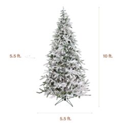 Fraser Hill Farm 10-ft Mountain pine Pre-lit Flocked Artificial Christmas Tree with Clear Incandescent Lights