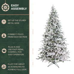 Fraser Hill Farm 10-ft Mountain pine Pre-lit Flocked Artificial Christmas Tree with Clear Incandescent Lights