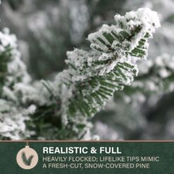 Fraser Hill Farm 10-ft Mountain pine Pre-lit Flocked Artificial Christmas Tree with Clear Incandescent Lights
