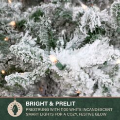 Fraser Hill Farm 10-ft Mountain pine Pre-lit Flocked Artificial Christmas Tree with Clear Incandescent Lights