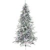Fraser Hill Farm 9-ft Mountain pine Pre-lit Flocked White Artificial Christmas Tree with Multicolor LED Lights