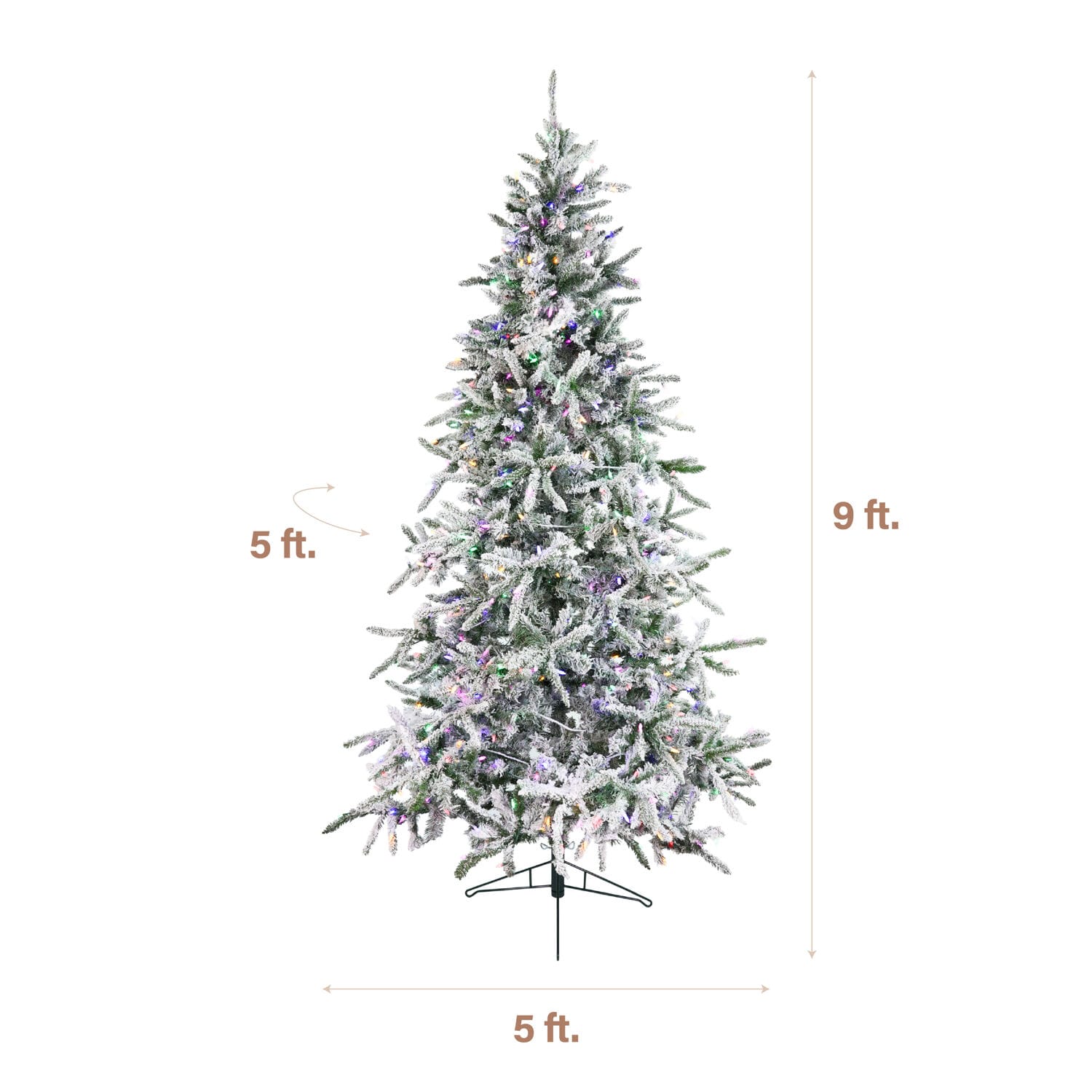 Fraser Hill Farm 9-ft Mountain pine Pre-lit Flocked White Artificial Christmas Tree with Multicolor LED Lights