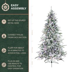 Fraser Hill Farm 9-ft Mountain pine Pre-lit Flocked White Artificial Christmas Tree with Multicolor LED Lights