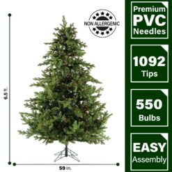 Fraser Hill Farm 6.5-ft Foxtail pine Pre-lit Artificial Christmas Tree LED Lights