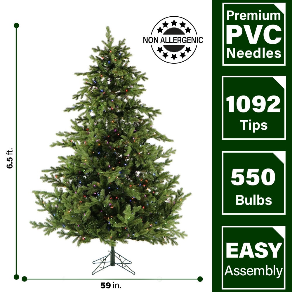 Fraser Hill Farm 6.5-ft Foxtail pine Pre-lit Artificial Christmas Tree LED Lights