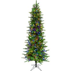 Fraser Hill Farm 9-ft Carmel pine Pre-lit Slim Artificial Christmas Tree LED Lights