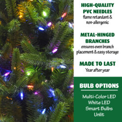 Fraser Hill Farm 9-ft Carmel pine Pre-lit Slim Artificial Christmas Tree LED Lights