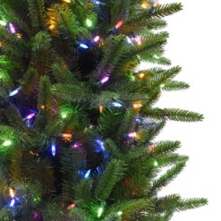 Fraser Hill Farm 9-ft Carmel pine Pre-lit Slim Artificial Christmas Tree LED Lights