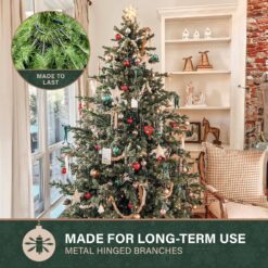 Fraser Hill Farm 7.5-ft Foxtail pine Pre-lit Artificial Christmas Tree with Clear Incandescent Lights