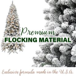 Fraser Hill Farm 7.5-ft Alaskan pine Pre-lit Flocked White Artificial Christmas Tree LED Lights