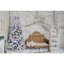 Fraser Hill Farm 7.5-ft Alaskan pine Pre-lit Flocked White Artificial Christmas Tree LED Lights