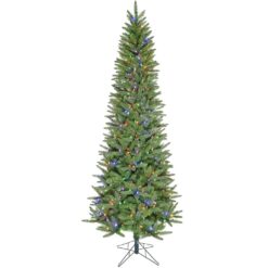 Fraser Hill Farm 9-ft Winter falls Pre-lit Slim Artificial Christmas Tree LED Lights