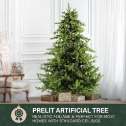 Fraser Hill Farm 7.5-ft Foxtail pine Pre-lit Artificial Christmas Tree LED Lights