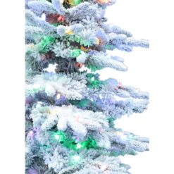 Fraser Hill Farm 10-ft Mountain pine Pre-lit Flocked White Artificial Christmas Tree LED Lights