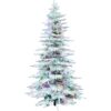 Fraser Hill Farm 9-ft Valley pine Pre-lit Flocked White Artificial Christmas Tree LED Lights