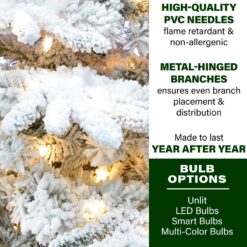 Fraser Hill Farm 9-ft Valley pine Pre-lit Flocked White Artificial Christmas Tree LED Lights