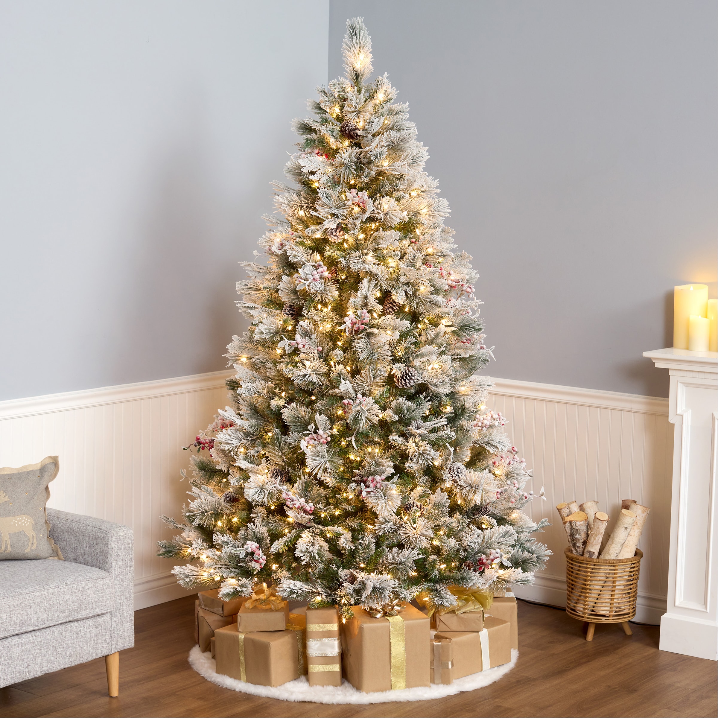 National Tree Company 7.5-ft Pine Pre-lit Artificial Christmas Tree with White Incandescent Lights