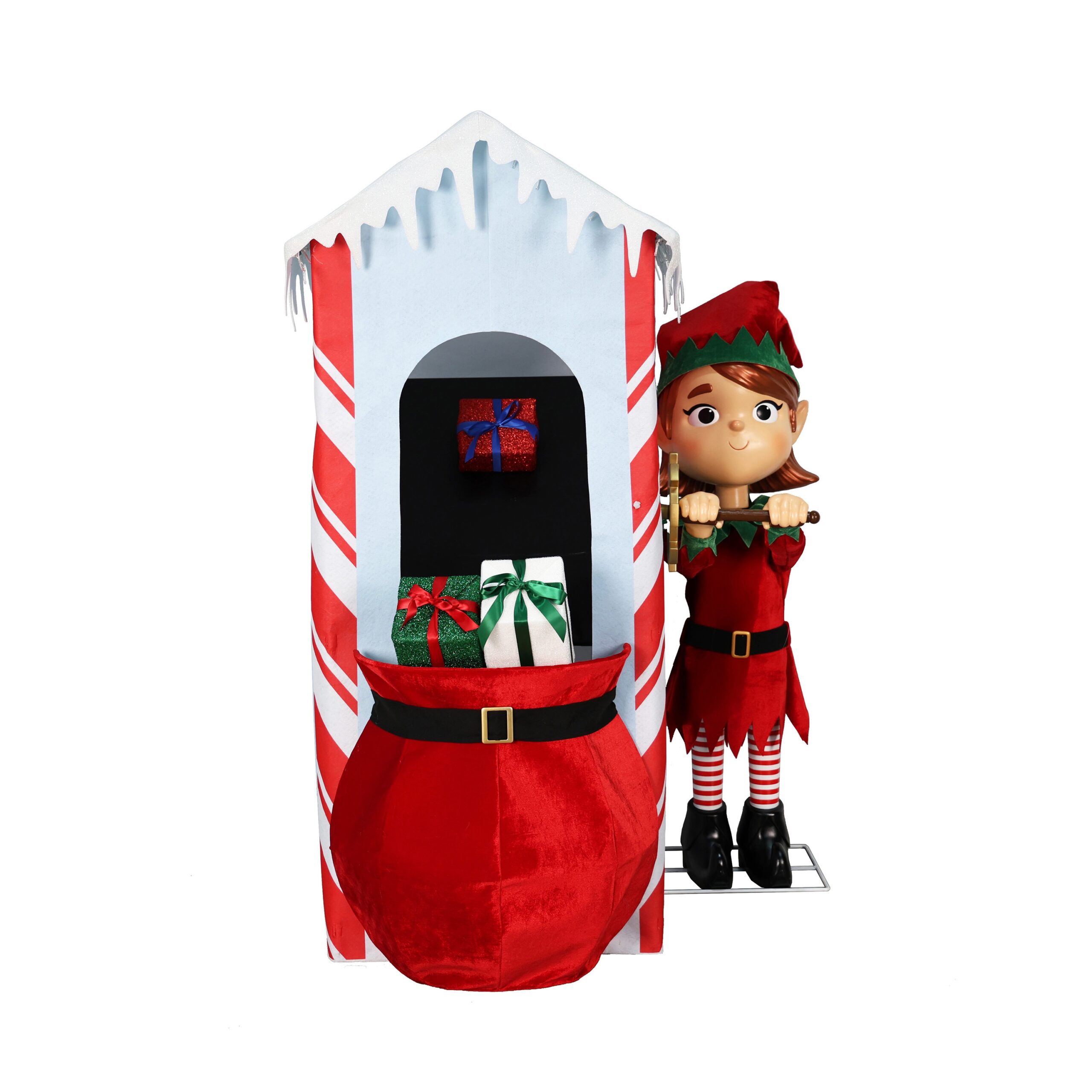 Holiday Living Animatronic 65.6-in Freestanding Elf Yard decoration with White LED Lights