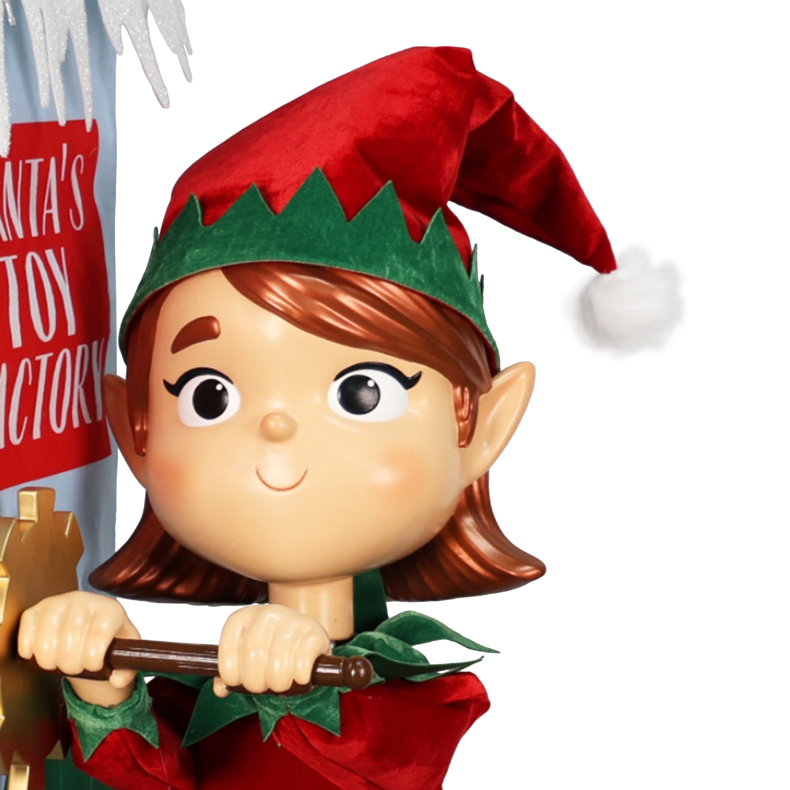 Holiday Living Animatronic 65.6-in Freestanding Elf Yard decoration with White LED Lights