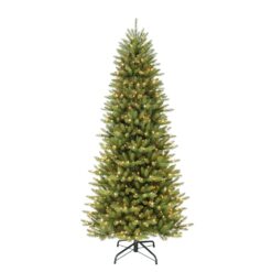 Puleo International 10-ft Fir Pre-lit Slim Artificial Christmas Tree with White LED Lights