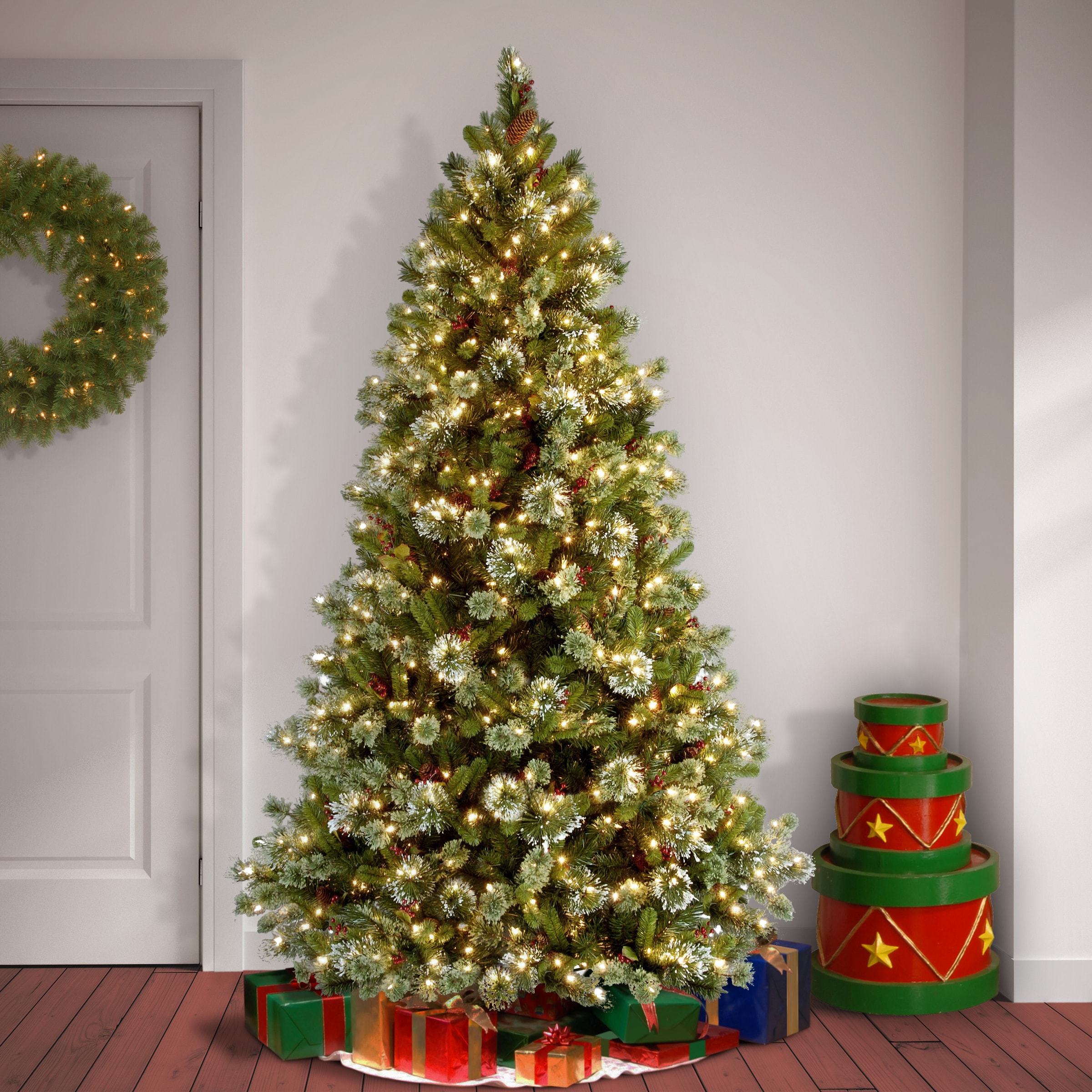 National Tree Company 7.5-ft Pine Pre-lit Artificial Christmas Tree with White Incandescent Lights