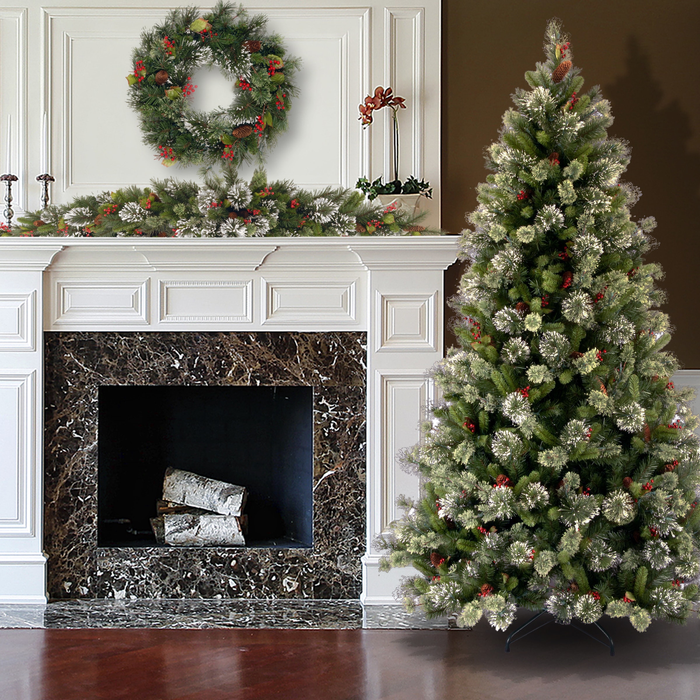 National Tree Company 7.5-ft Pine Pre-lit Artificial Christmas Tree with White Incandescent Lights