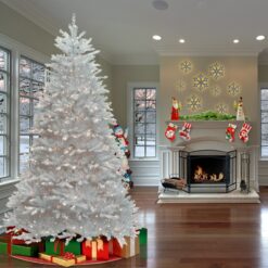 National Tree Company 7-ft Dunhill fir Pre-lit White Artificial Christmas Tree with Clear Incandescent Lights