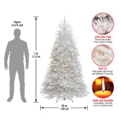 National Tree Company 7-ft Dunhill fir Pre-lit White Artificial Christmas Tree with Clear Incandescent Lights