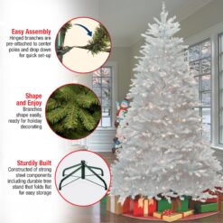 National Tree Company 7-ft Dunhill fir Pre-lit White Artificial Christmas Tree with Clear Incandescent Lights