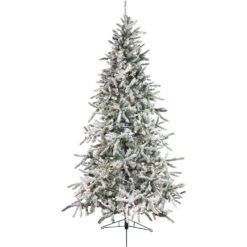 Fraser Hill Farm 7.5-ft Mountain pine Pre-lit Flocked White Artificial Christmas Tree with Multicolor LED Lights