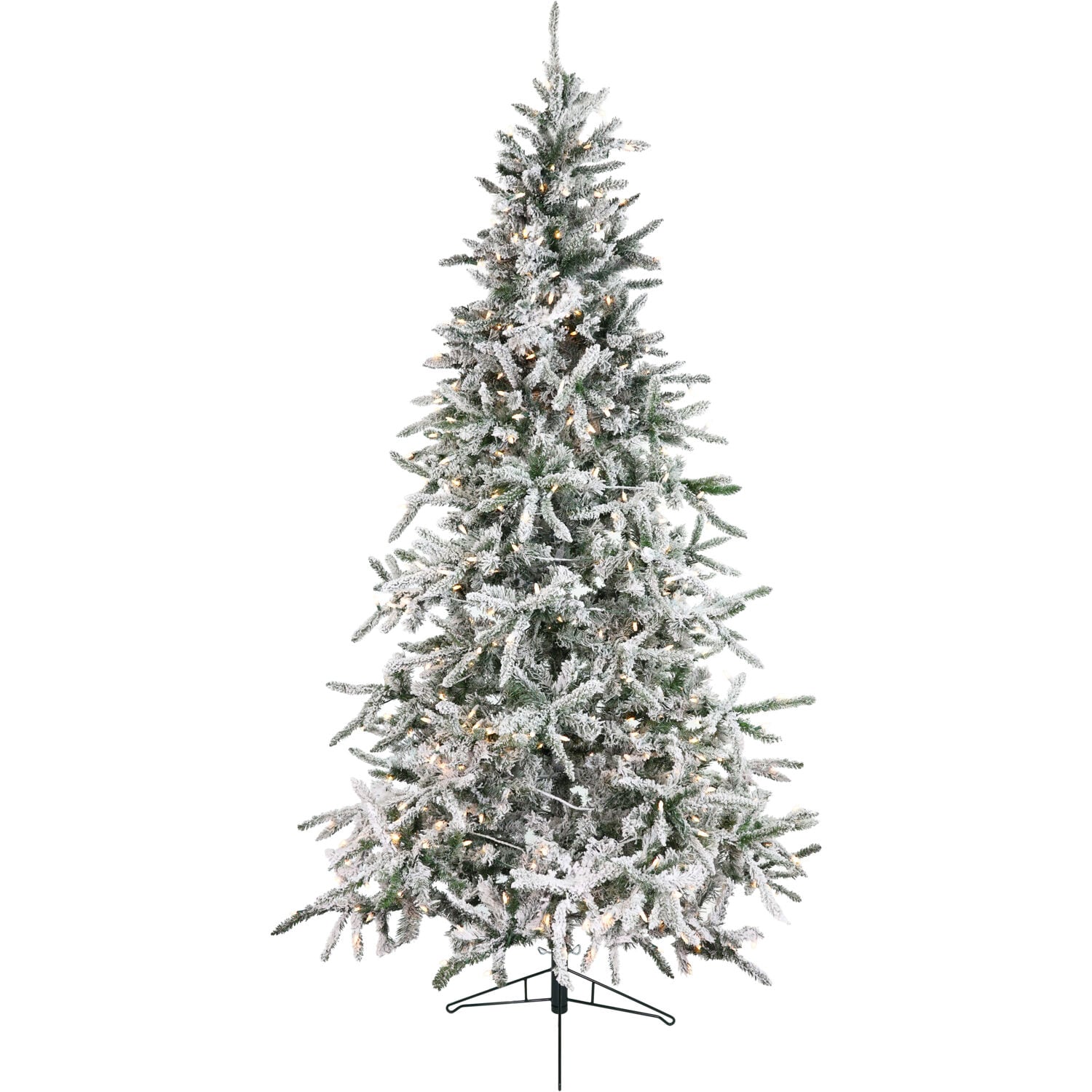 Fraser Hill Farm 7.5-ft Mountain pine Pre-lit Flocked White Artificial Christmas Tree with Multicolor LED Lights