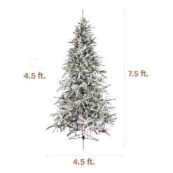Fraser Hill Farm 7.5-ft Mountain pine Pre-lit Flocked White Artificial Christmas Tree with Multicolor LED Lights