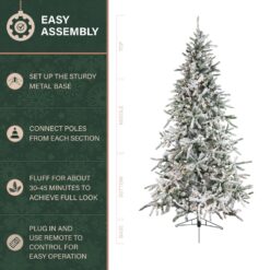 Fraser Hill Farm 7.5-ft Mountain pine Pre-lit Flocked White Artificial Christmas Tree with Multicolor LED Lights