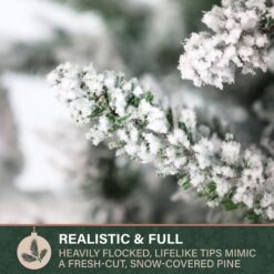 Fraser Hill Farm 7.5-ft Mountain pine Pre-lit Flocked White Artificial Christmas Tree with Multicolor LED Lights