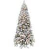 Fraser Hill Farm 7.5-ft Alaskan pine Pre-lit Flocked White Artificial Christmas Tree with White LED Lights