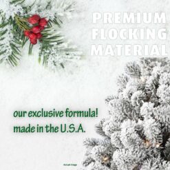 Fraser Hill Farm 7.5-ft Alaskan pine Pre-lit Flocked White Artificial Christmas Tree with White LED Lights