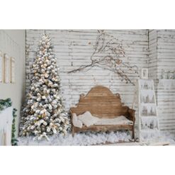 Fraser Hill Farm 7.5-ft Alaskan pine Pre-lit Flocked White Artificial Christmas Tree with White LED Lights