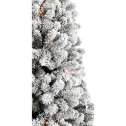 Fraser Hill Farm 7.5-ft Alaskan pine Pre-lit Flocked White Artificial Christmas Tree with White LED Lights